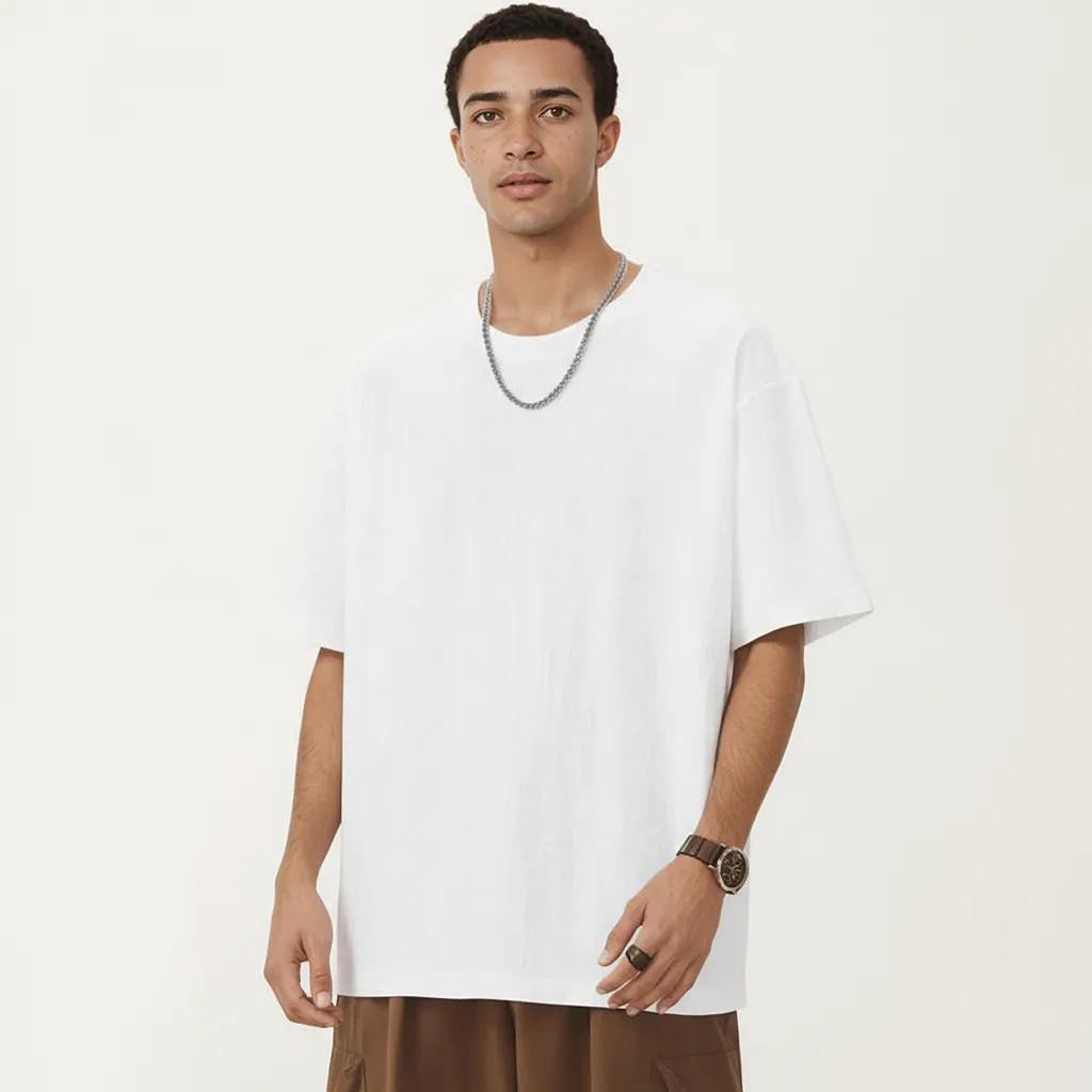 Anna-Kaci Men's Short Sleeve Crew Neck T Shirt with Relaxed Fit and Clean Minimal Silhouette