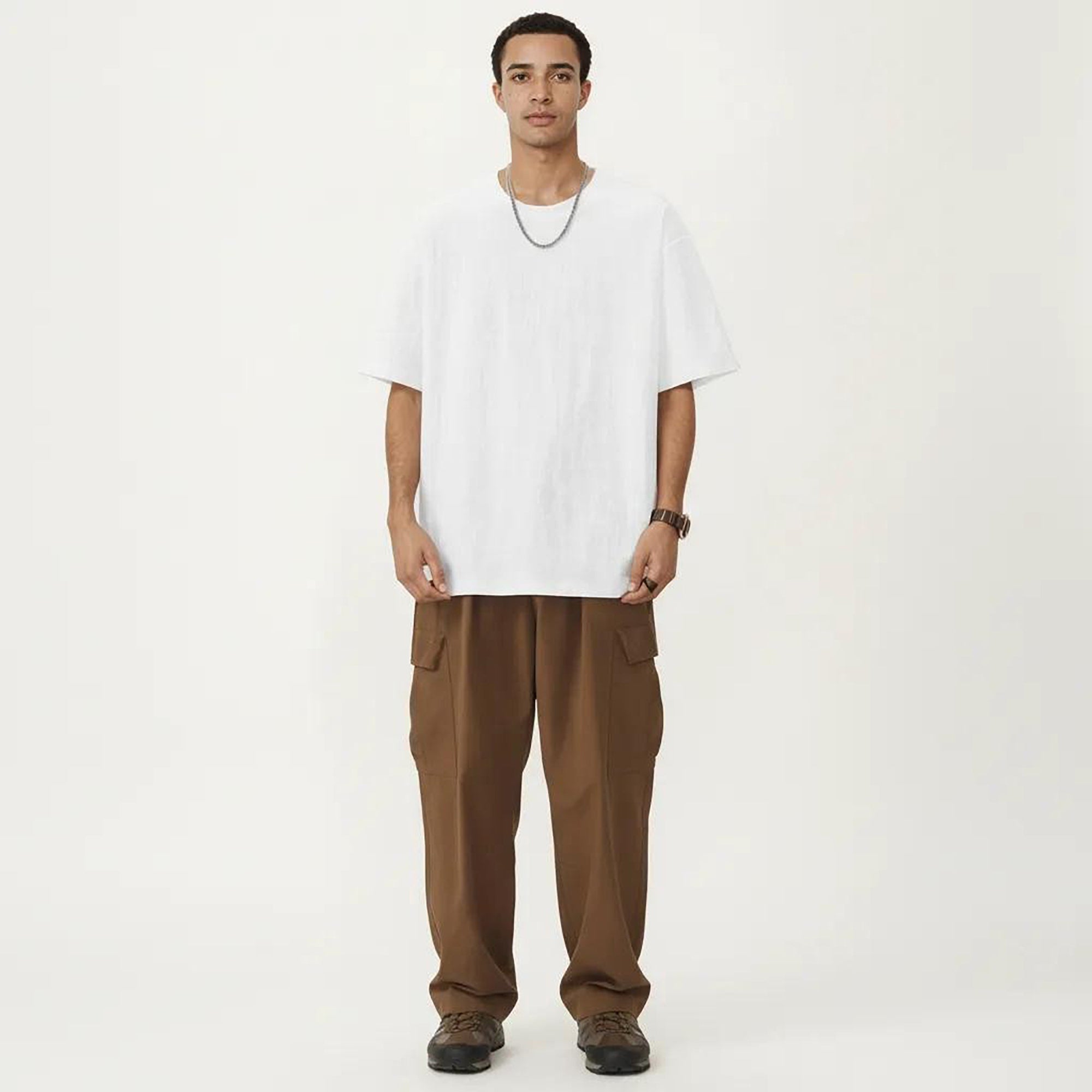 Anna-Kaci Men's Short Sleeve Crew Neck T Shirt with Relaxed Fit and Clean Minimal Silhouette