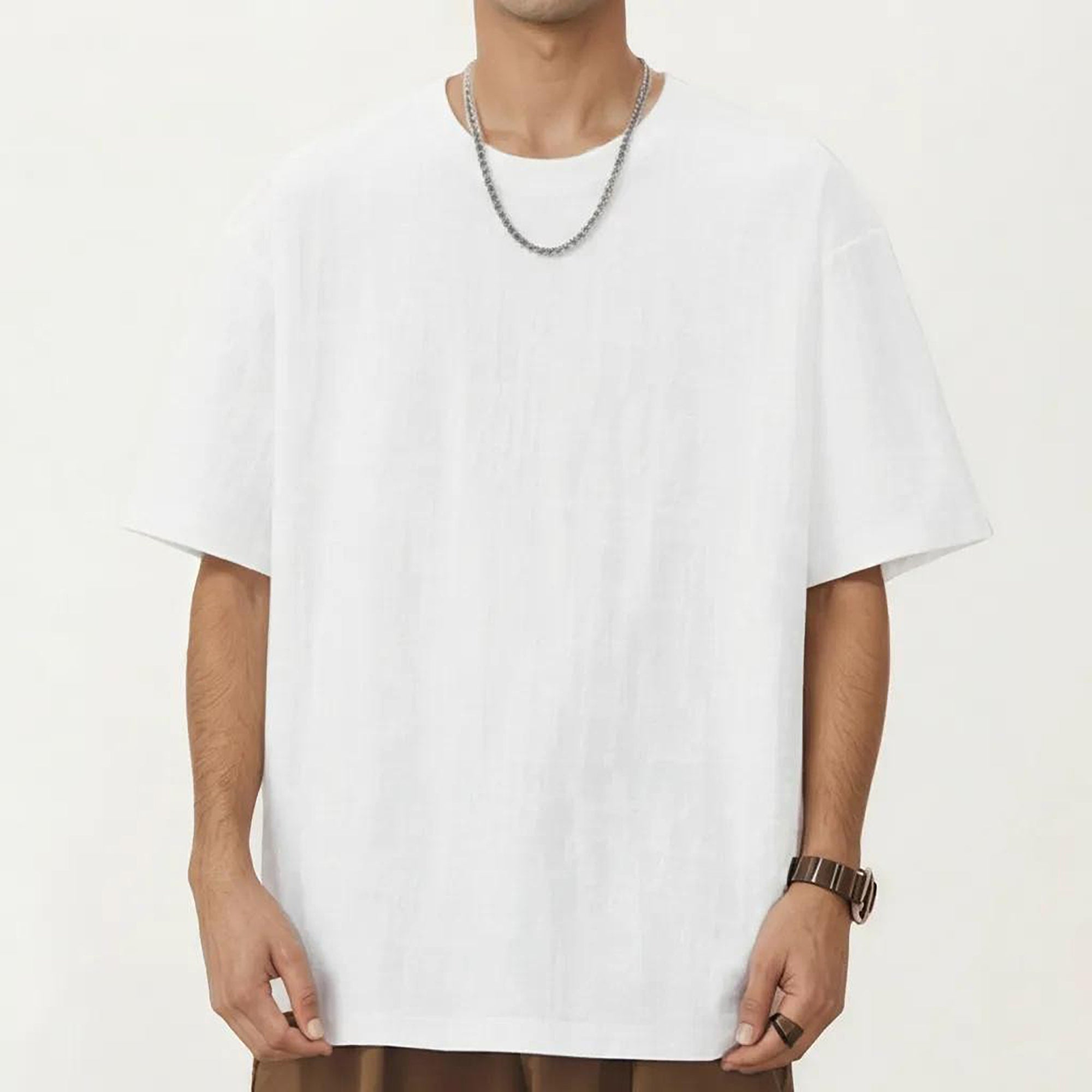 Anna-Kaci Men's Short Sleeve Crew Neck T Shirt with Relaxed Fit and Clean Minimal Silhouette