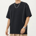 Anna-Kaci Men's Short Sleeve Crewneck T-Shirt with Exposed Seam Detailing and Relaxed Fit