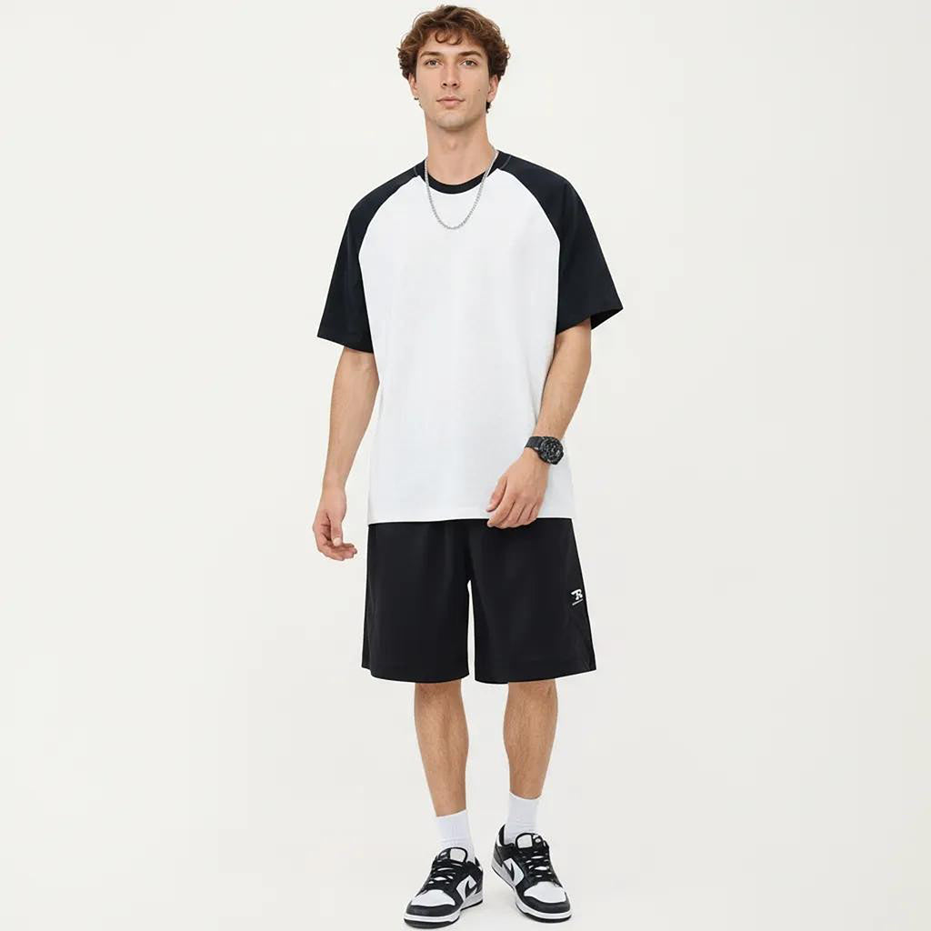 Anna-Kaci Men's Raglan Short Sleeve Crewneck T-Shirt with Contrast Sleeves