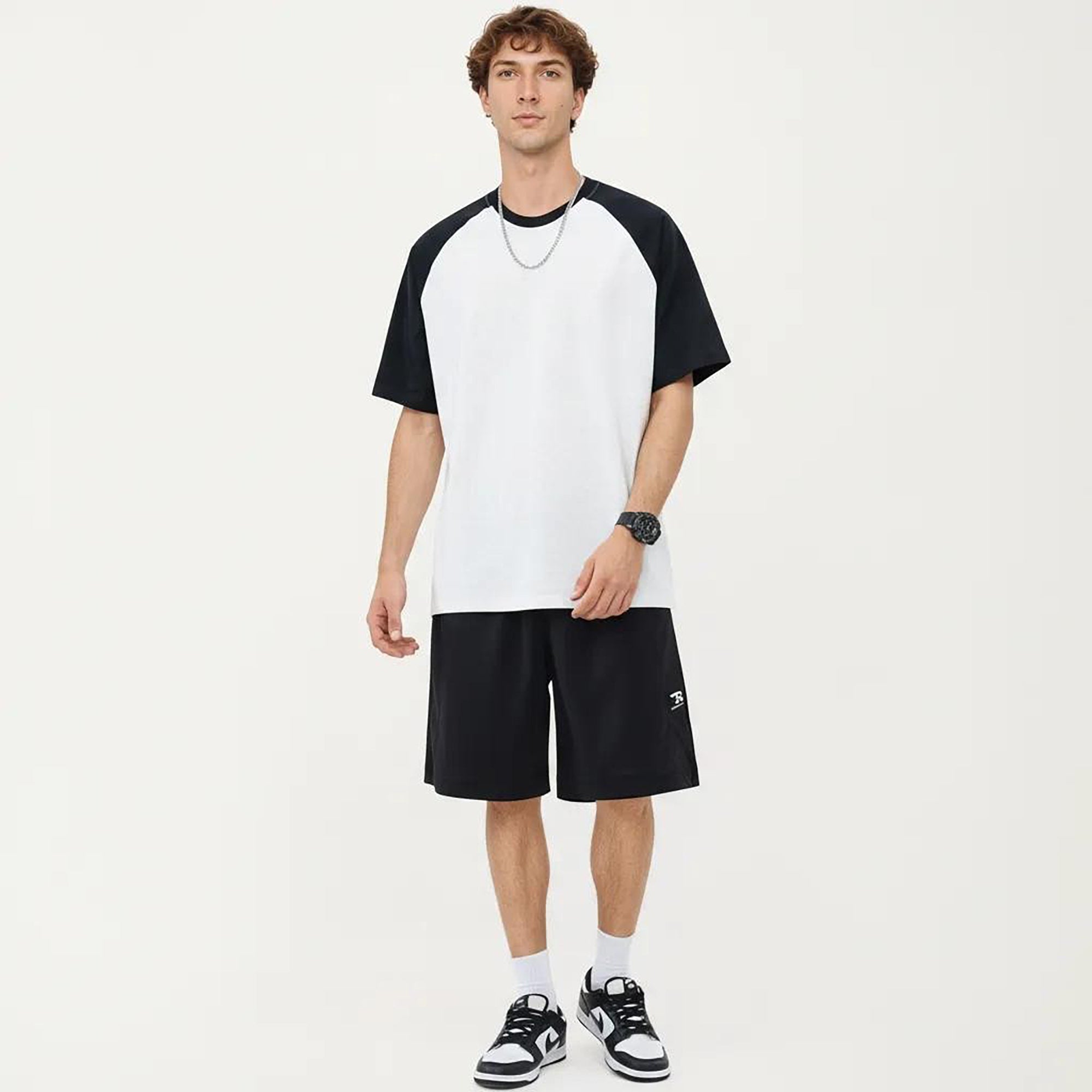 Anna-Kaci Men's Raglan Short Sleeve Crewneck T-Shirt with Contrast Sleeves