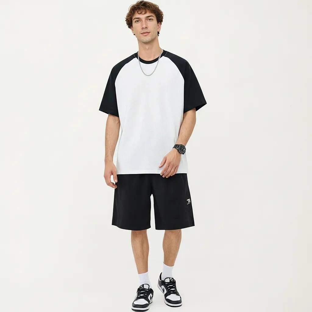 Anna-Kaci Men's Raglan Short Sleeve Crewneck T-Shirt with Contrast Sleeves
