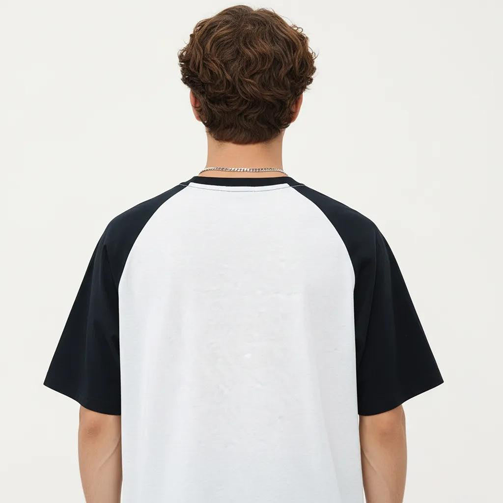 Anna-Kaci Men's Raglan Short Sleeve Crewneck T-Shirt with Contrast Sleeves