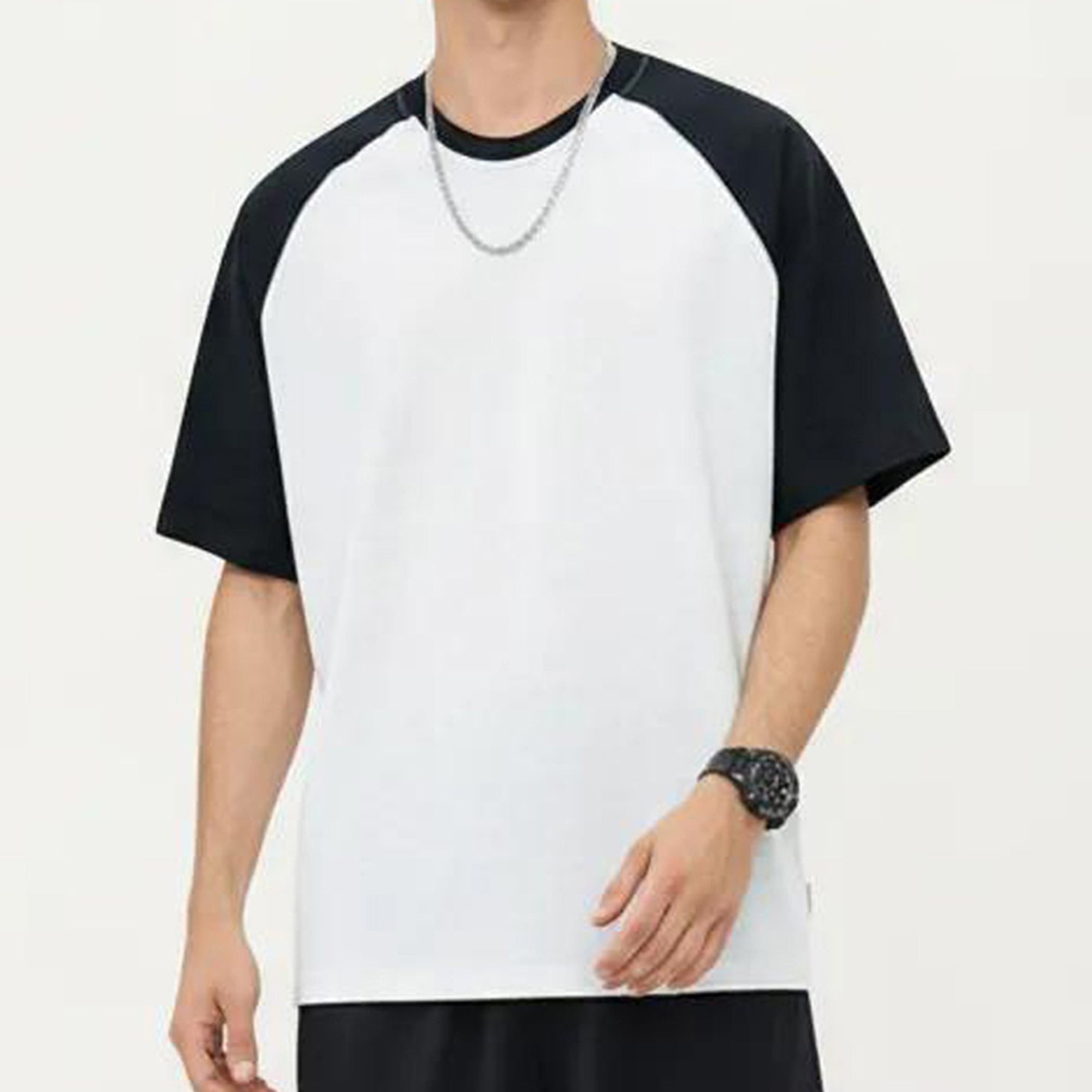 Anna-Kaci Men's Raglan Short Sleeve Crewneck T-Shirt with Contrast Sleeves
