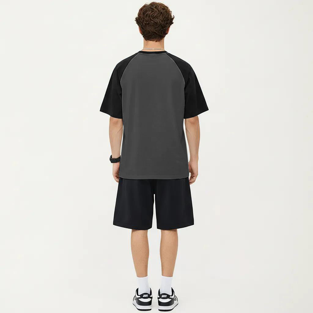 Anna-Kaci Men's Raglan Short Sleeve Crewneck T-Shirt with Contrast Sleeves