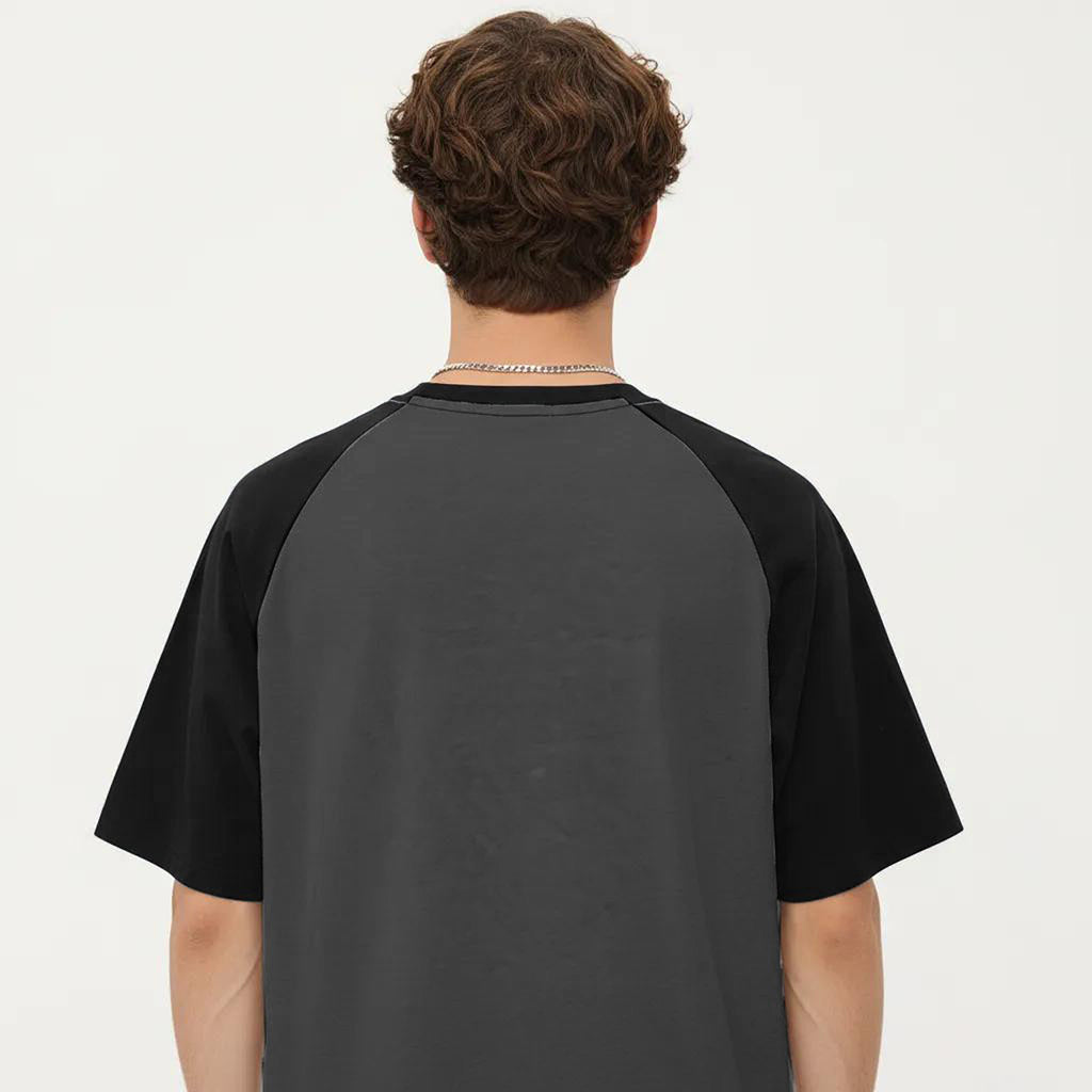 Anna-Kaci Men's Raglan Short Sleeve Crewneck T-Shirt with Contrast Sleeves