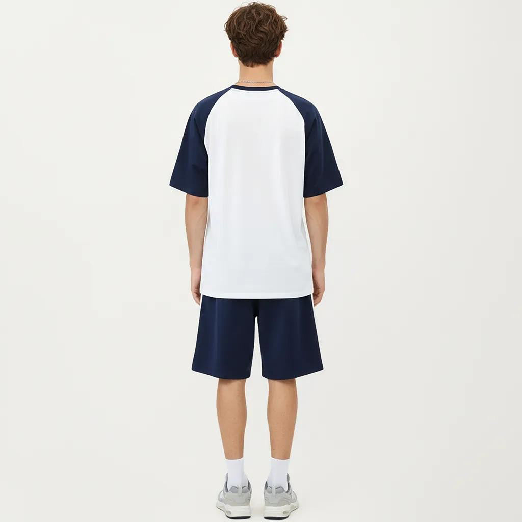 Anna-Kaci Men's Raglan Short Sleeve Crewneck T-Shirt with Contrast Sleeves