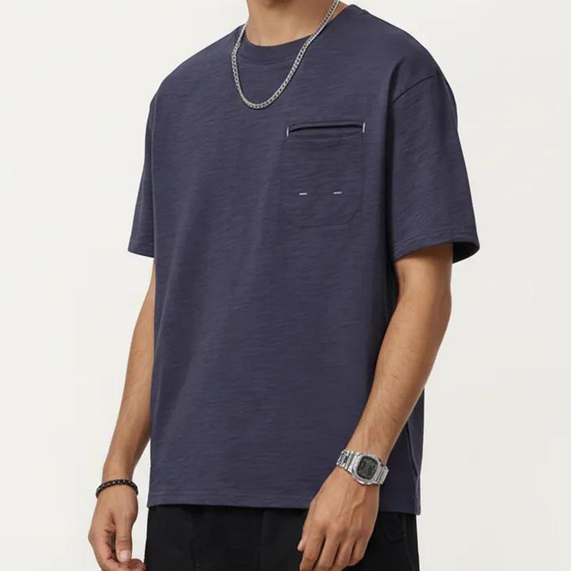 Anna-Kaci Men's Short Sleeve Pocket T-Shirt with Relaxed Fit