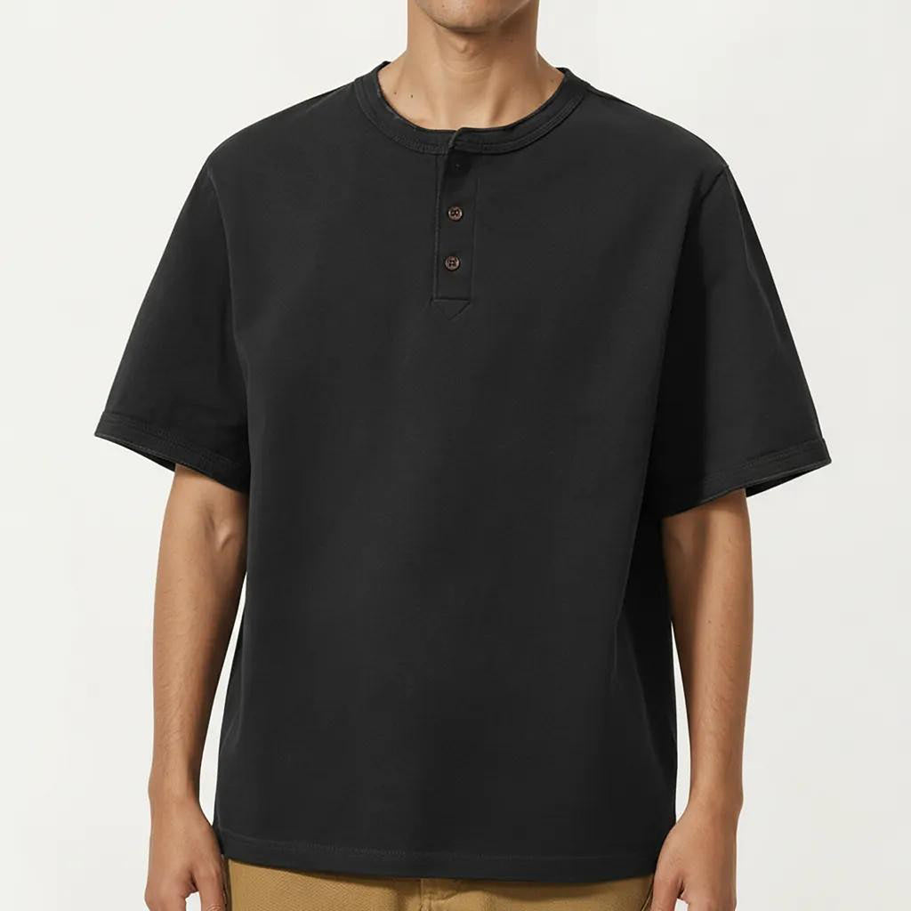 Anna-Kaci Men's Short Sleeve Henley T-Shirt with Button Placket