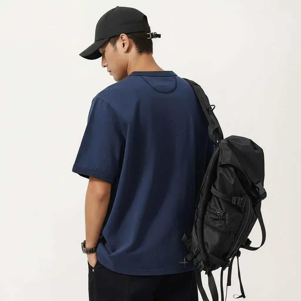 Anna-Kaci Men's Short Sleeve Henley T-Shirt with Button Placket