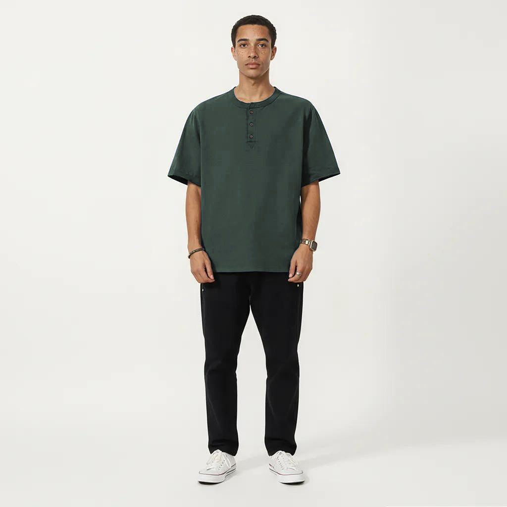 Anna-Kaci Men's Short Sleeve Henley T-Shirt with Button Placket