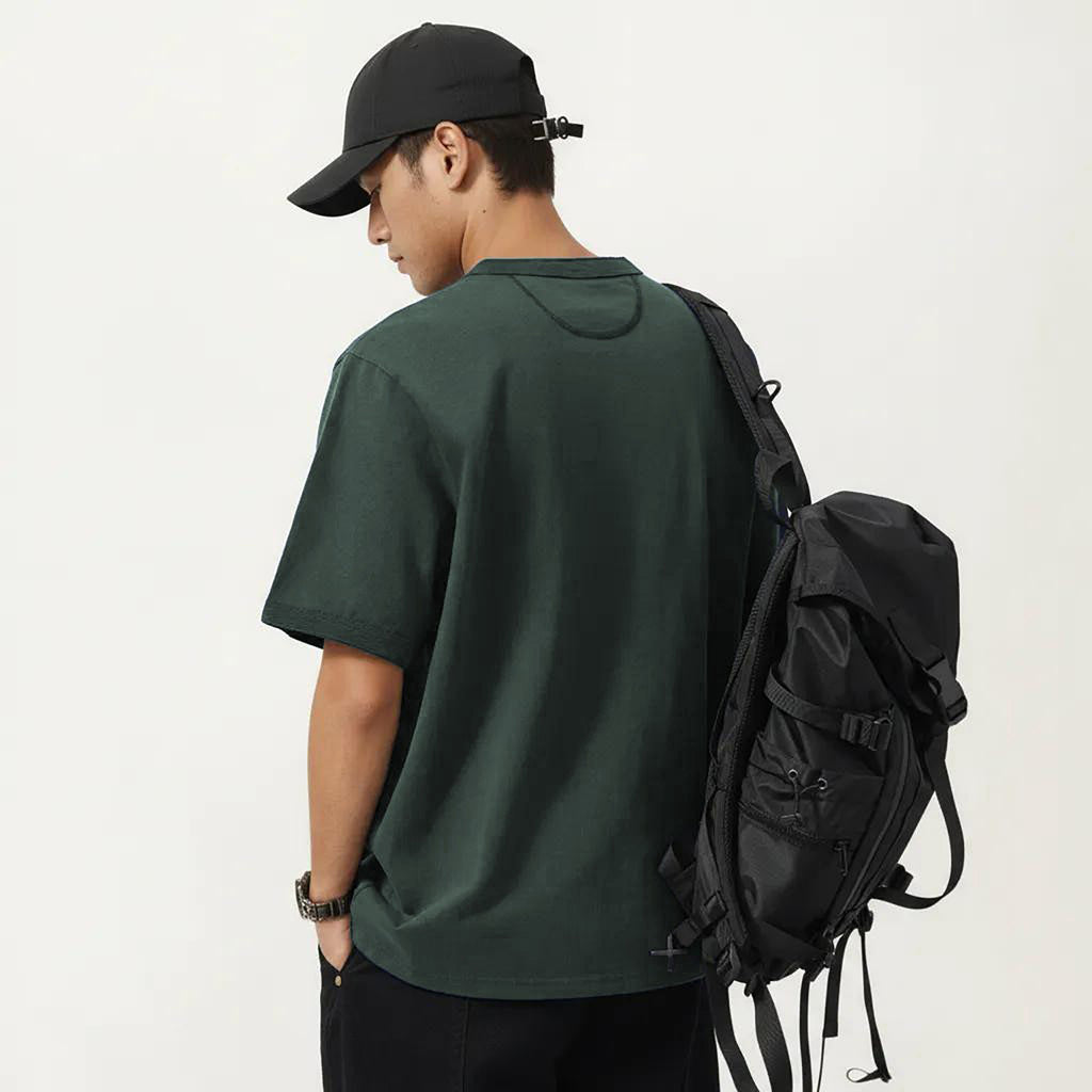 Anna-Kaci Men's Short Sleeve Henley T-Shirt with Button Placket
