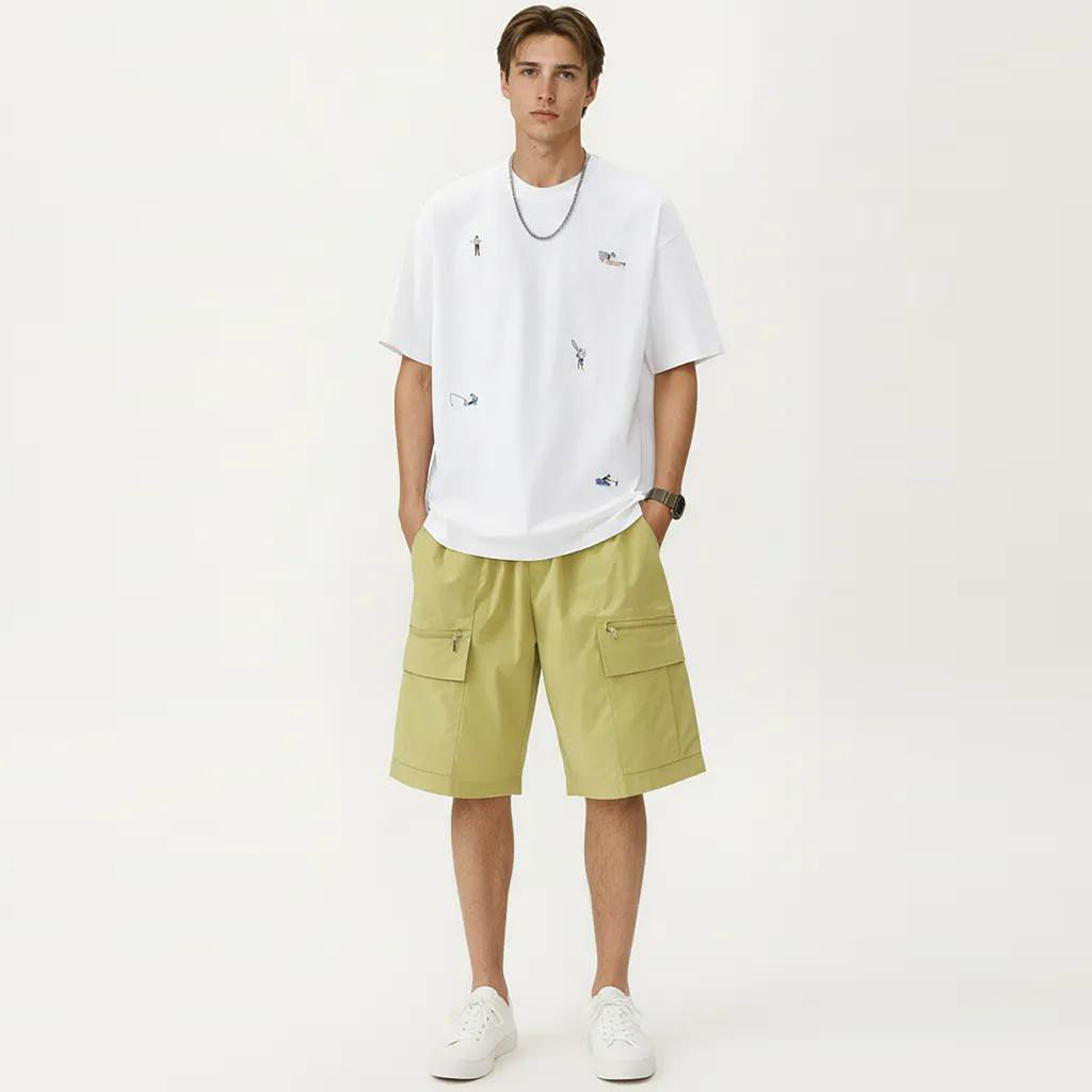 Anna-Kaci Men's Short Sleeve Graphic T-Shirt with Minimal Embroidered Details