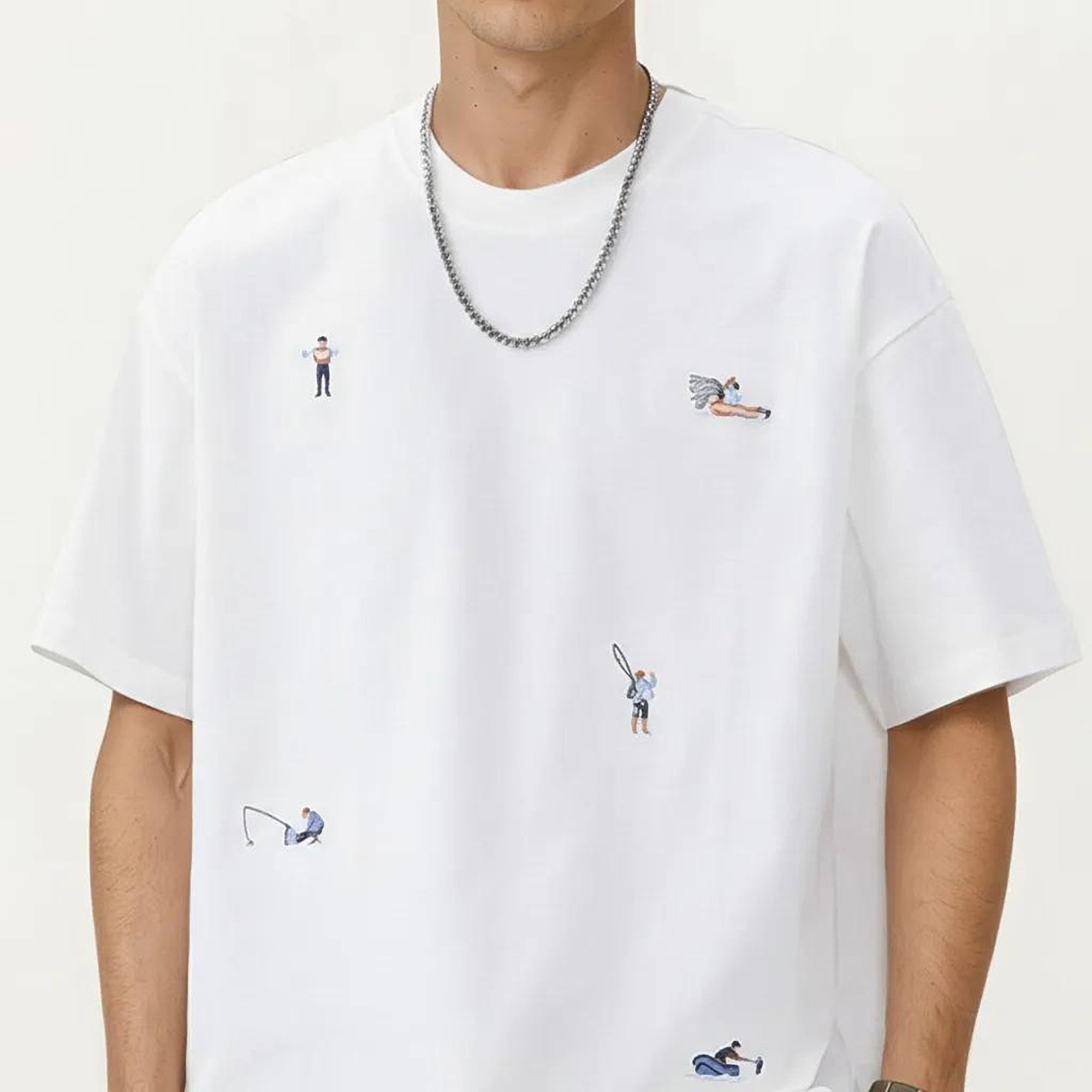Anna-Kaci Men's Short Sleeve Graphic T-Shirt with Minimal Embroidered Details