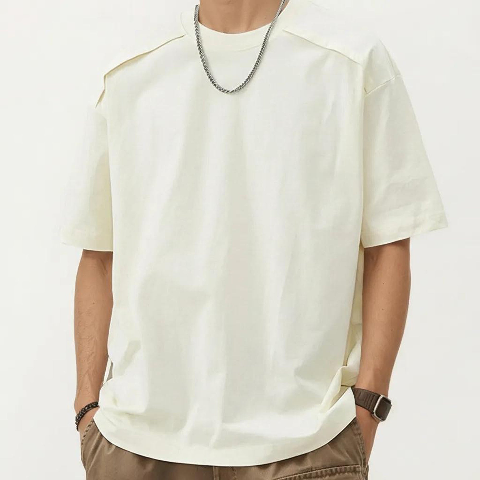 Anna-Kaci Men's Short Sleeve Crew Neck Essential T-Shirt with Relaxed Fit