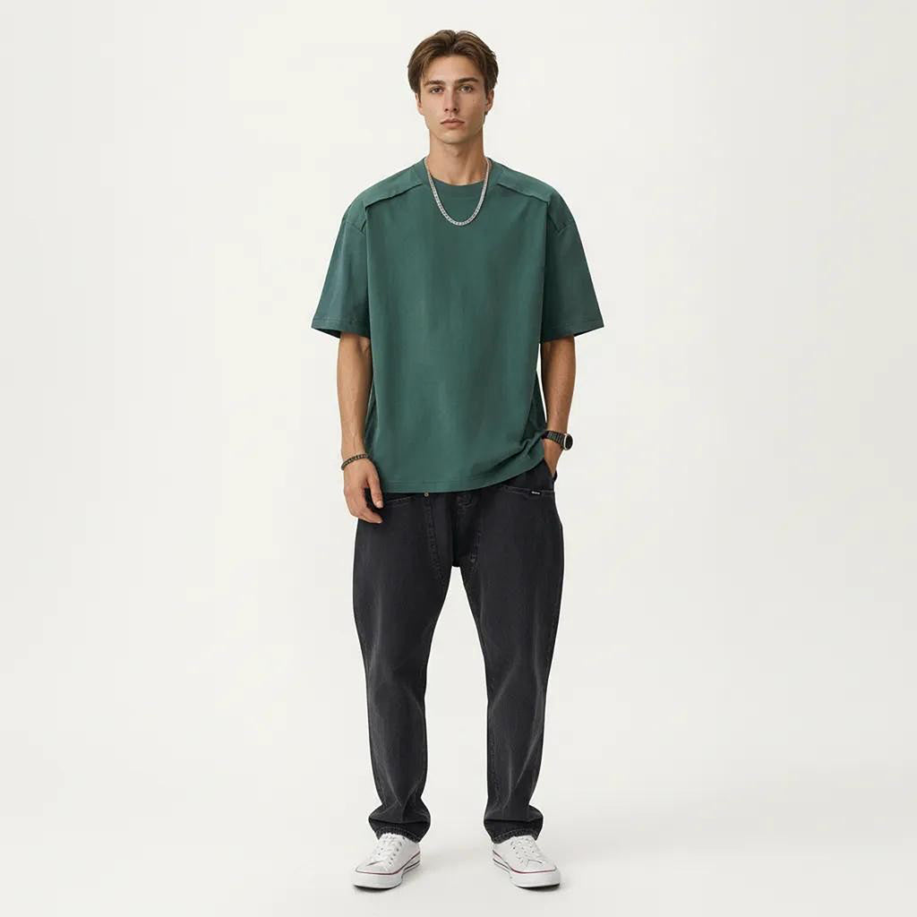 Anna-Kaci Men's Short Sleeve Crew Neck Essential T-Shirt with Relaxed Fit