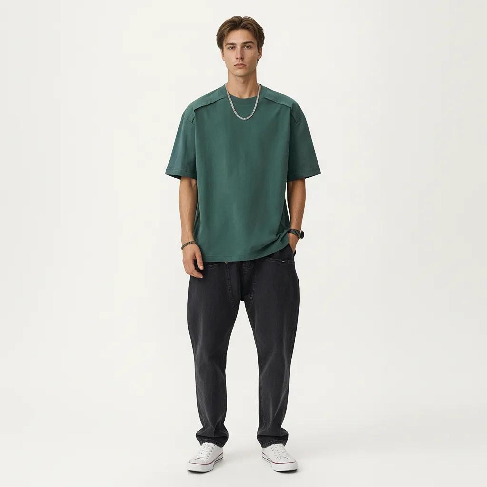 Anna-Kaci Men's Short Sleeve Crew Neck Essential T-Shirt with Relaxed Fit
