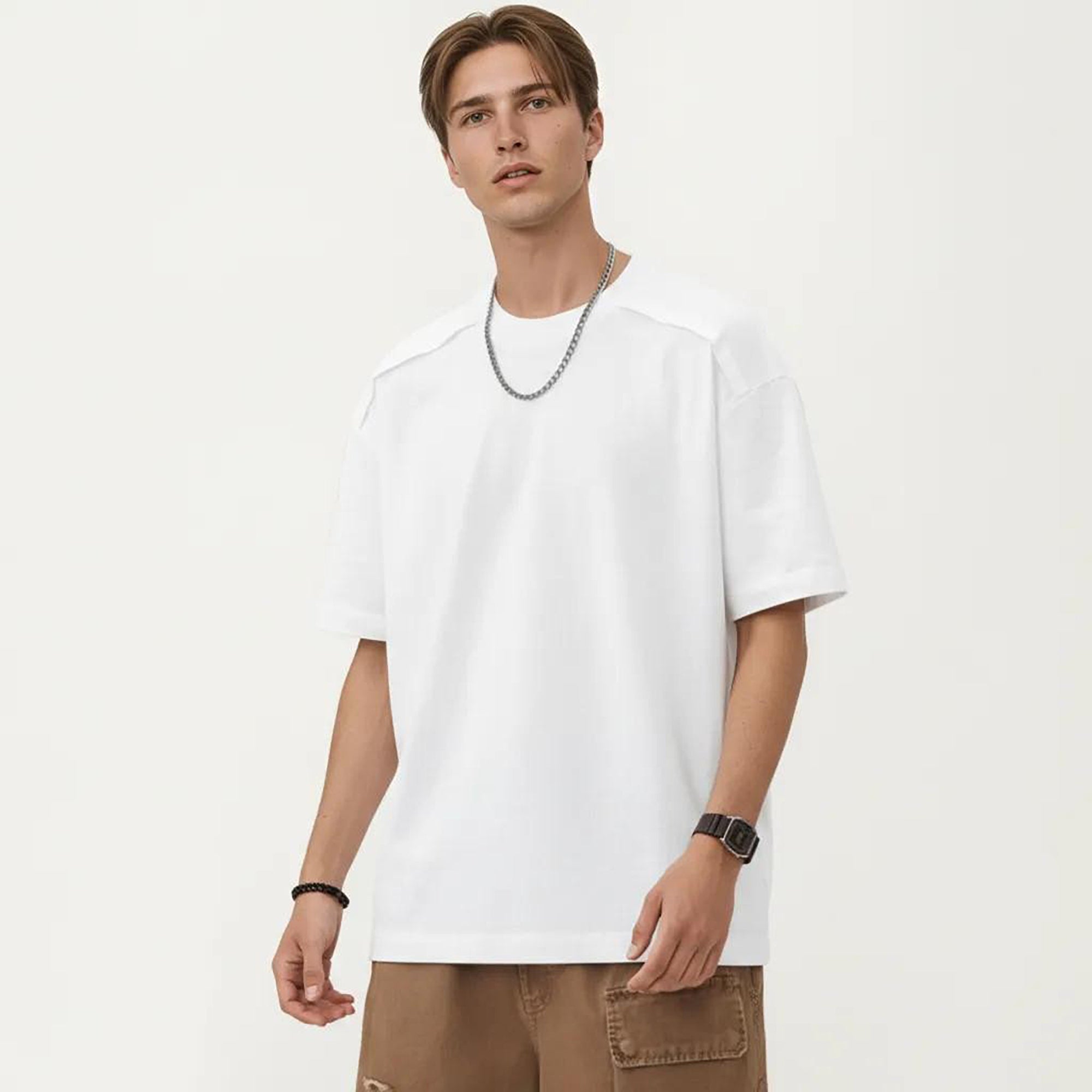 Anna-Kaci Men's Short Sleeve Crew Neck Essential T-Shirt with Relaxed Fit