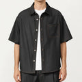 Anna-Kaci Men's Short Sleeve Button Front Shirt with Chest Pocket and Relaxed Fit