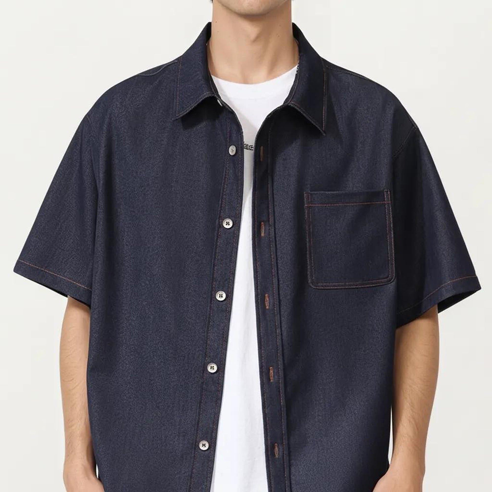 Anna-Kaci Men's Short Sleeve Button Front Shirt with Chest Pocket and Relaxed Fit