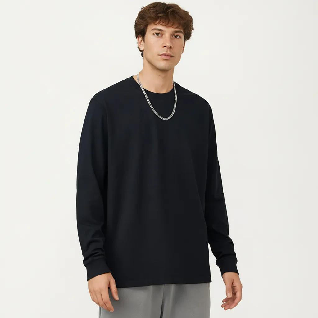Anna-Kaci Men's Long Sleeve Crew Neck Pullover Top with Relaxed Fit and Soft Knit Feel