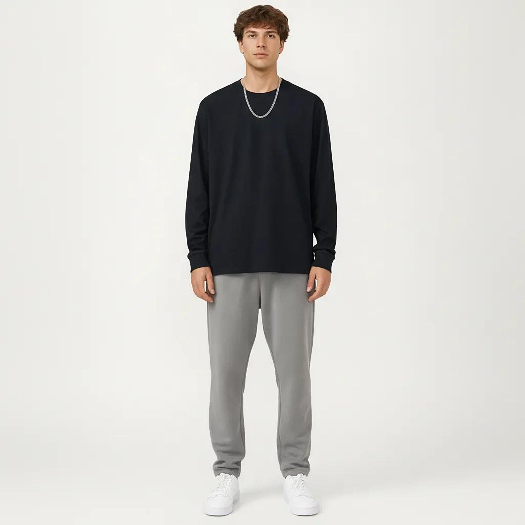 Anna-Kaci Men's Long Sleeve Crew Neck Pullover Top with Relaxed Fit and Soft Knit Feel