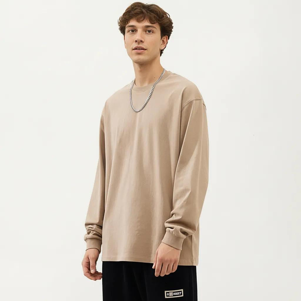 Anna-Kaci Men's Long Sleeve Crew Neck Pullover Top with Relaxed Fit and Soft Knit Feel