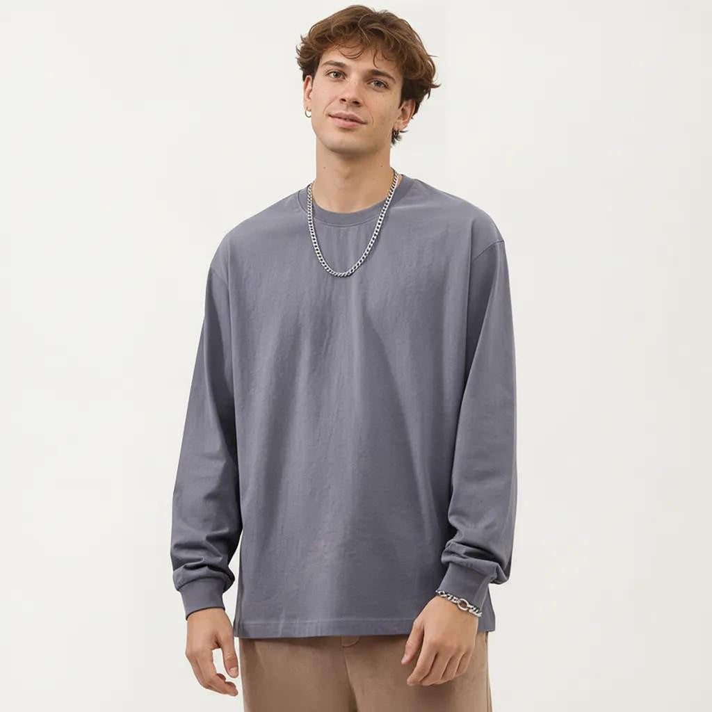 Anna-Kaci Men's Long Sleeve Crew Neck Pullover Top with Relaxed Fit and Soft Knit Feel