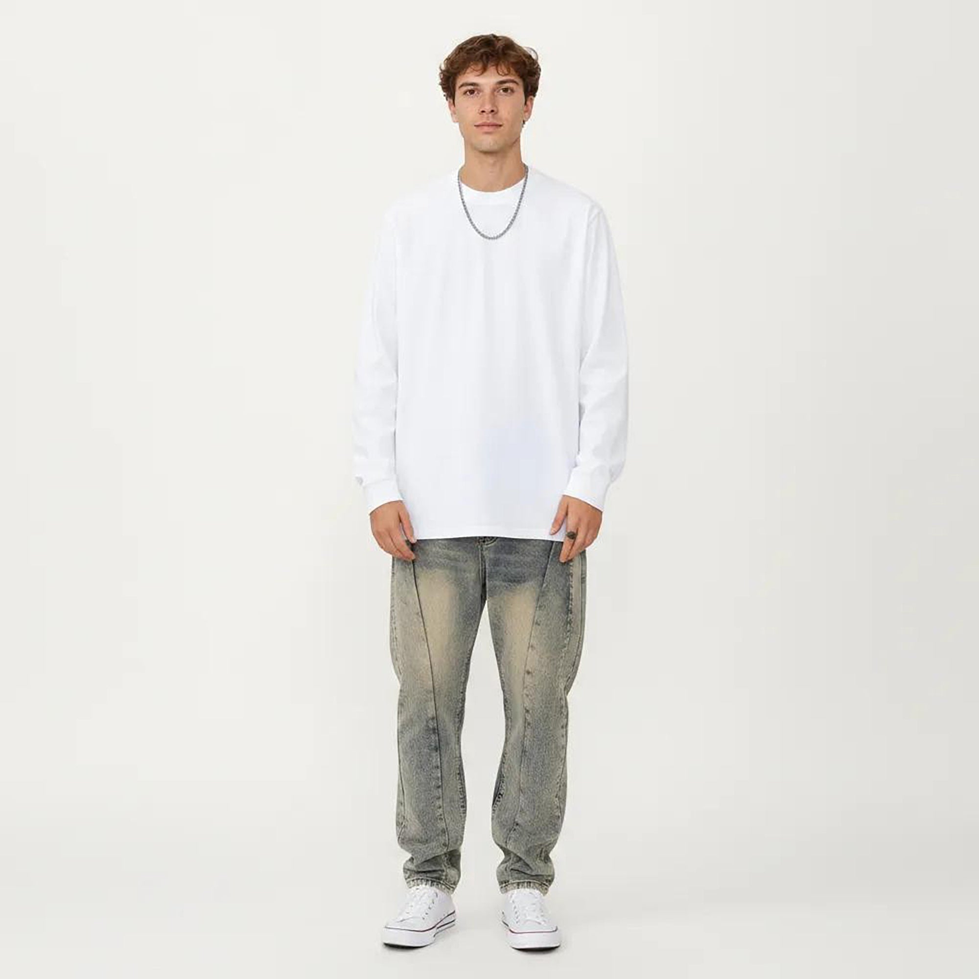 Anna-Kaci Men's Long Sleeve Crew Neck Pullover Top with Relaxed Fit and Soft Knit Feel