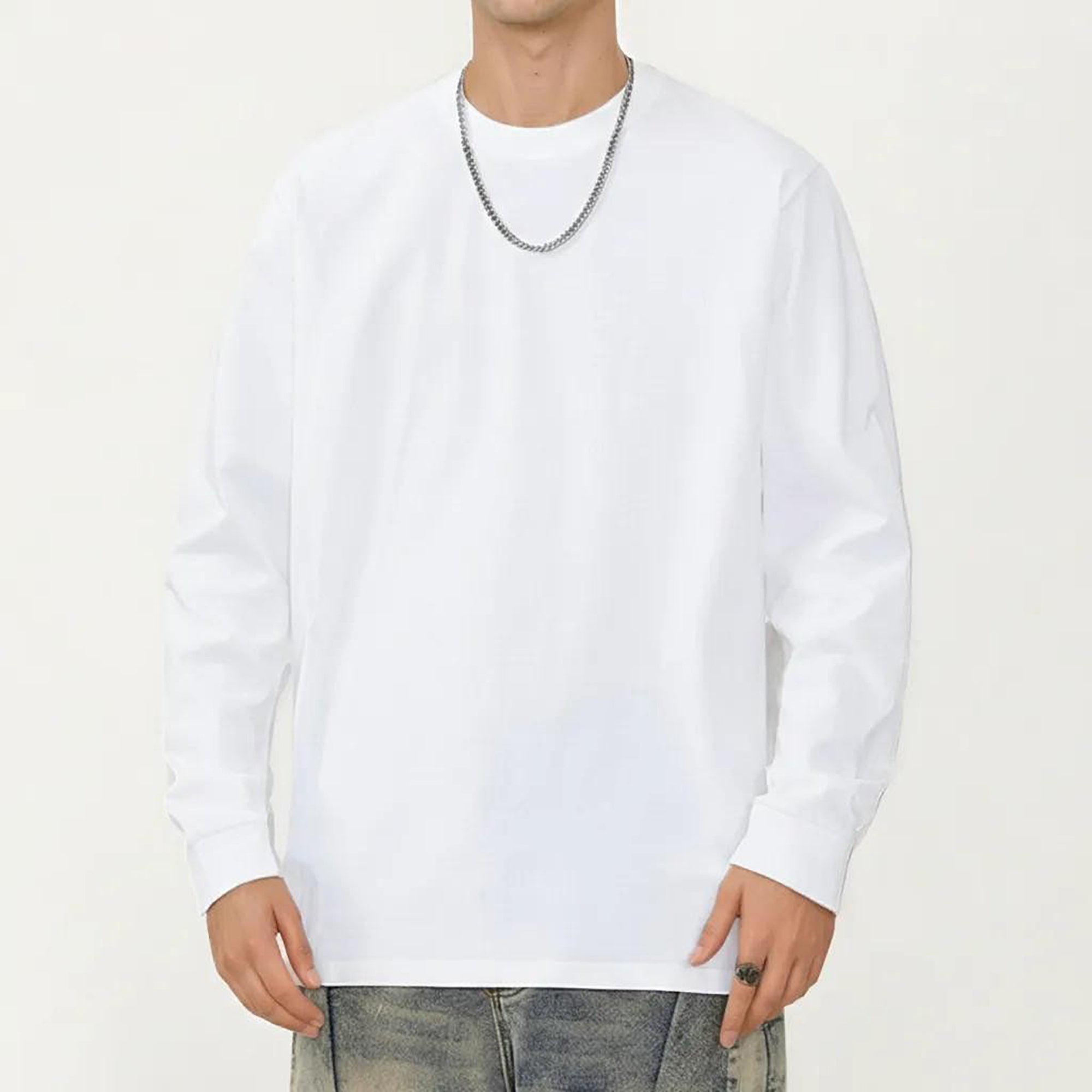 Anna-Kaci Men's Long Sleeve Crew Neck Pullover Top with Relaxed Fit and Soft Knit Feel