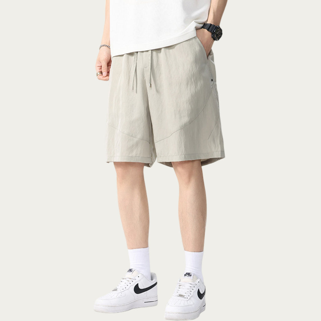 Anna-Kaci Men's Drawstring Waist Relaxed Fit Casual Shorts with Lightweight Woven Feel
