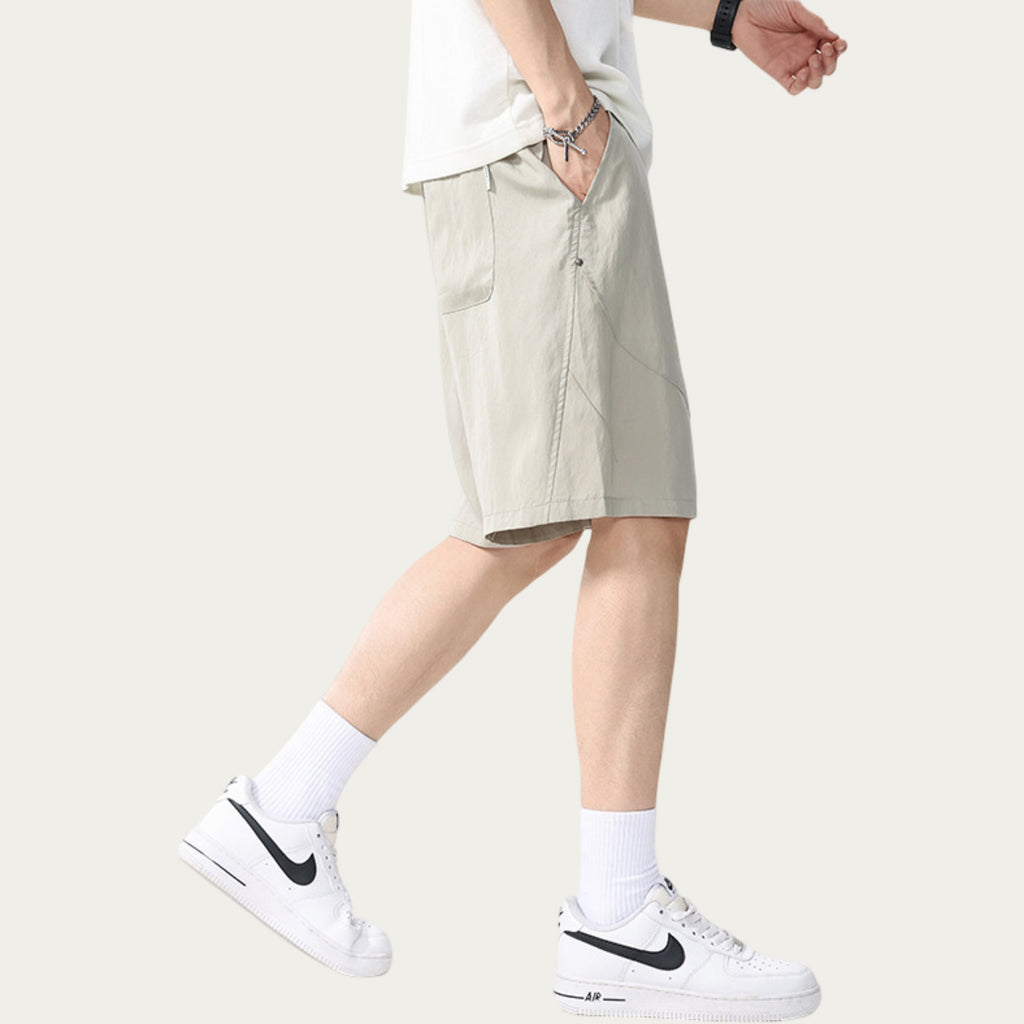 Anna-Kaci Men's Drawstring Waist Relaxed Fit Casual Shorts with Lightweight Woven Feel