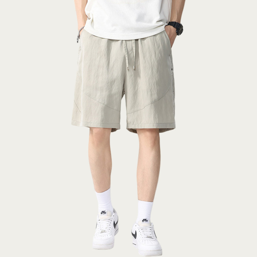 Anna-Kaci Men's Drawstring Waist Relaxed Fit Casual Shorts with Lightweight Woven Feel