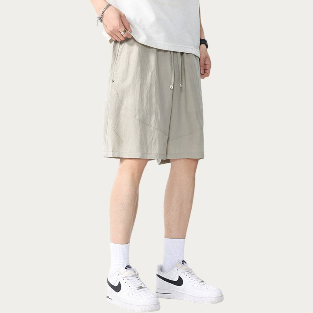 Anna-Kaci Men's Drawstring Waist Relaxed Fit Casual Shorts with Lightweight Woven Feel