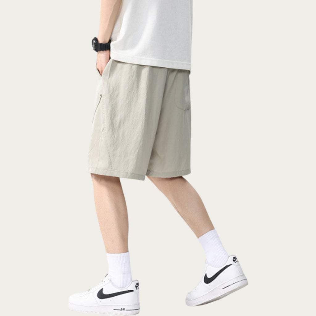 Anna-Kaci Men's Drawstring Waist Relaxed Fit Casual Shorts with Lightweight Woven Feel
