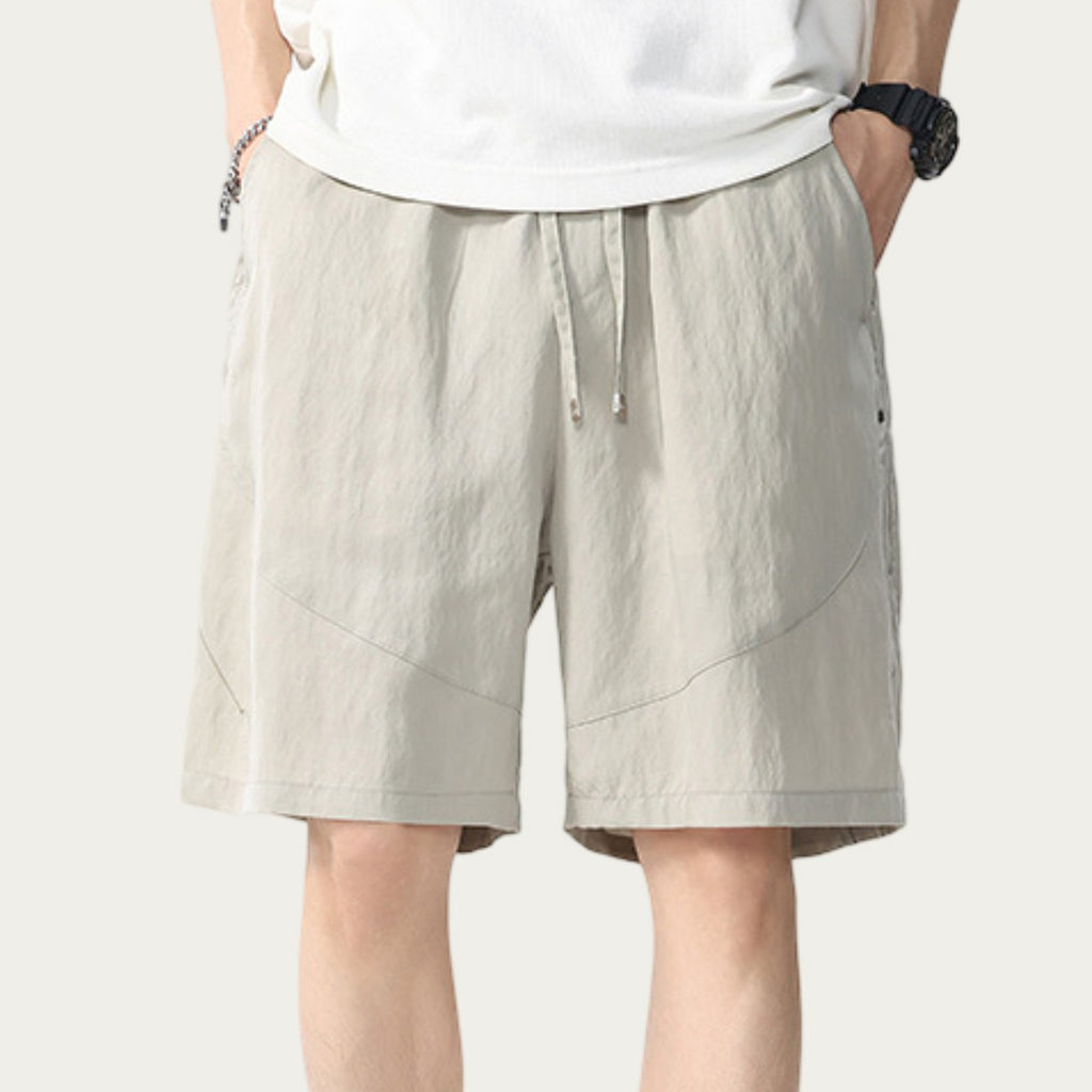 Anna-Kaci Men's Drawstring Waist Relaxed Fit Casual Shorts with Lightweight Woven Feel