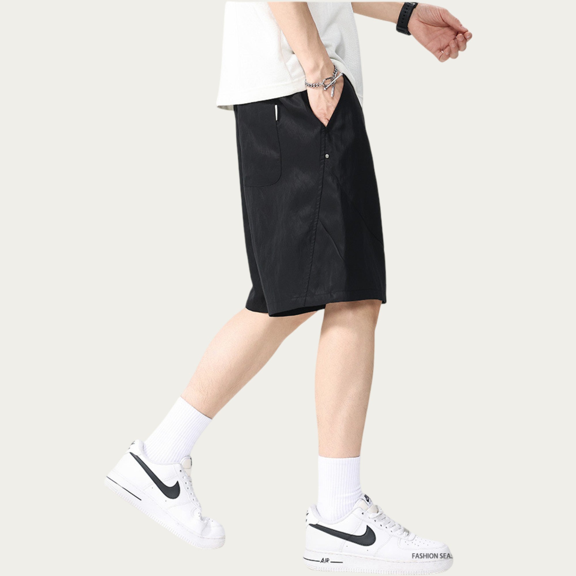 Anna-Kaci Men's Drawstring Waist Relaxed Fit Casual Shorts with Lightweight Woven Feel