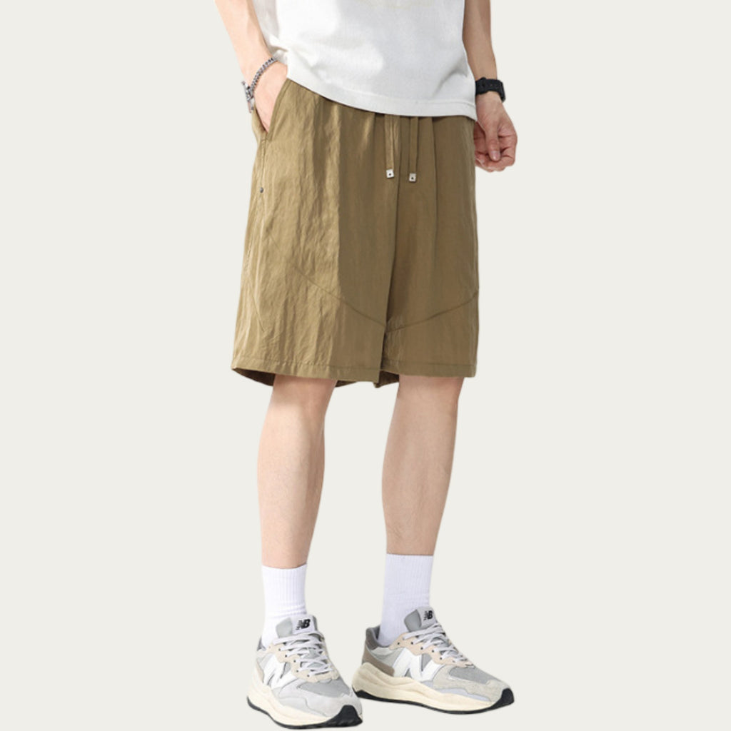 Anna-Kaci Men's Drawstring Waist Relaxed Fit Casual Shorts with Lightweight Woven Feel