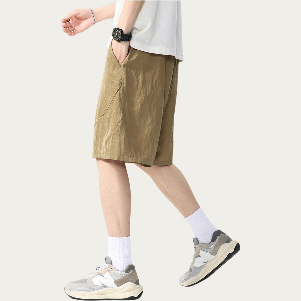 Anna-Kaci Men's Drawstring Waist Relaxed Fit Casual Shorts with Lightweight Woven Feel