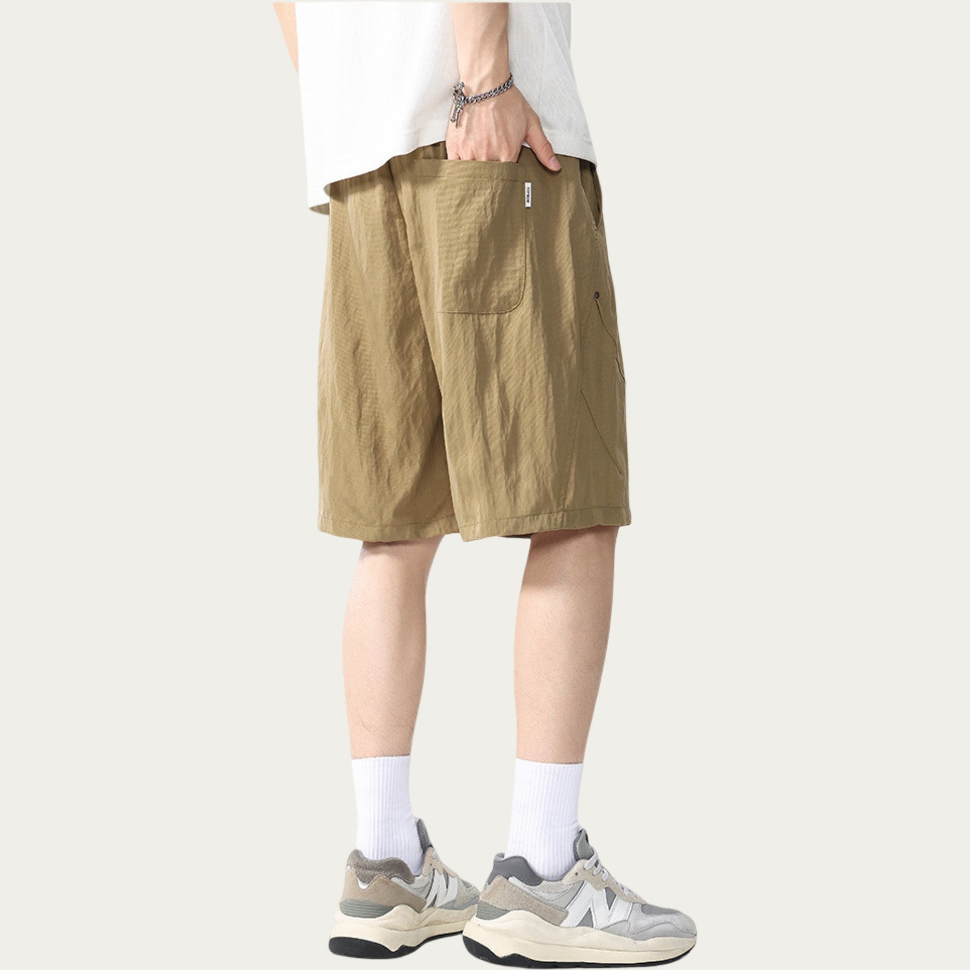 Anna-Kaci Men's Drawstring Waist Relaxed Fit Casual Shorts with Lightweight Woven Feel