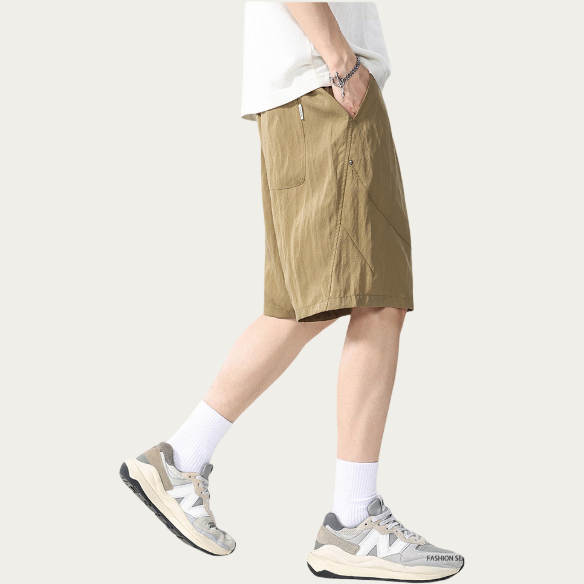 Anna-Kaci Men's Drawstring Waist Relaxed Fit Casual Shorts with Lightweight Woven Feel