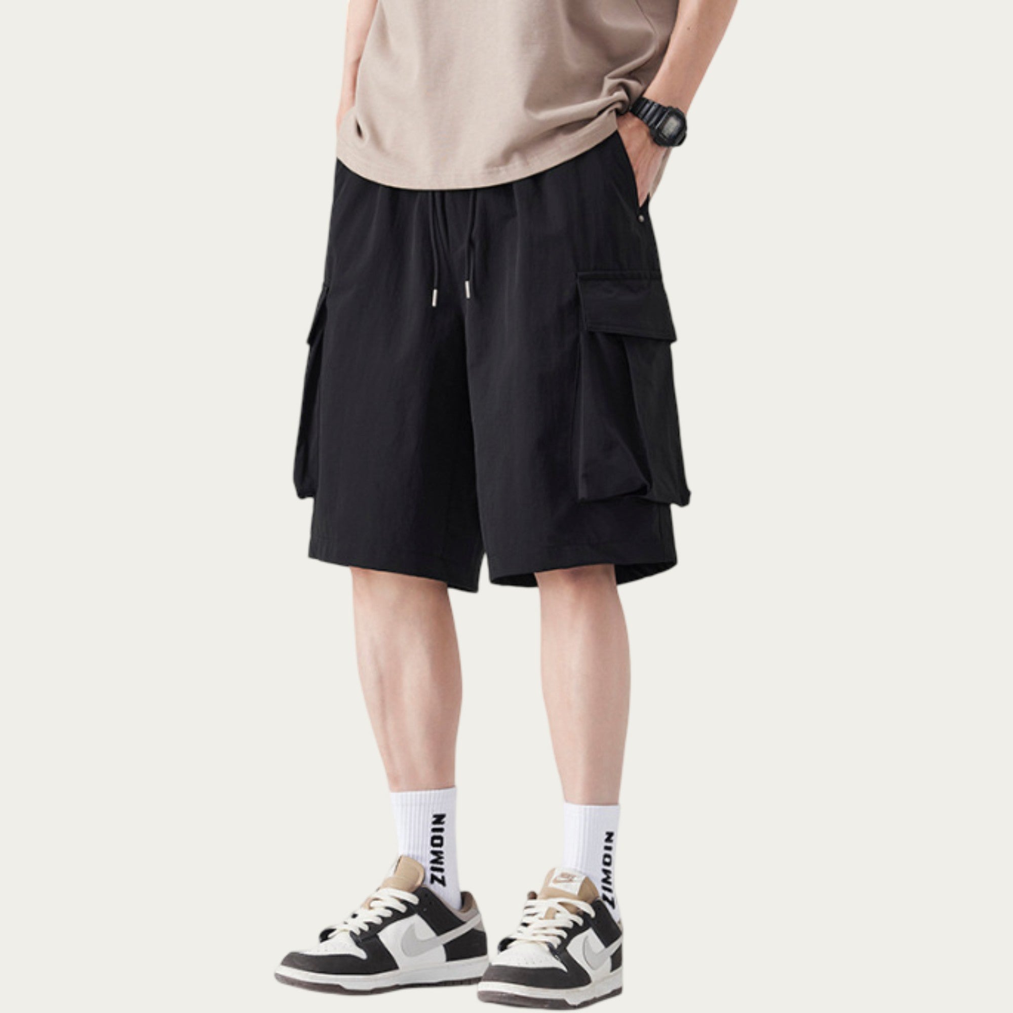 Anna-Kaci Men's Drawstring Waist Cargo Utility Casual Shorts with Relaxed Fit