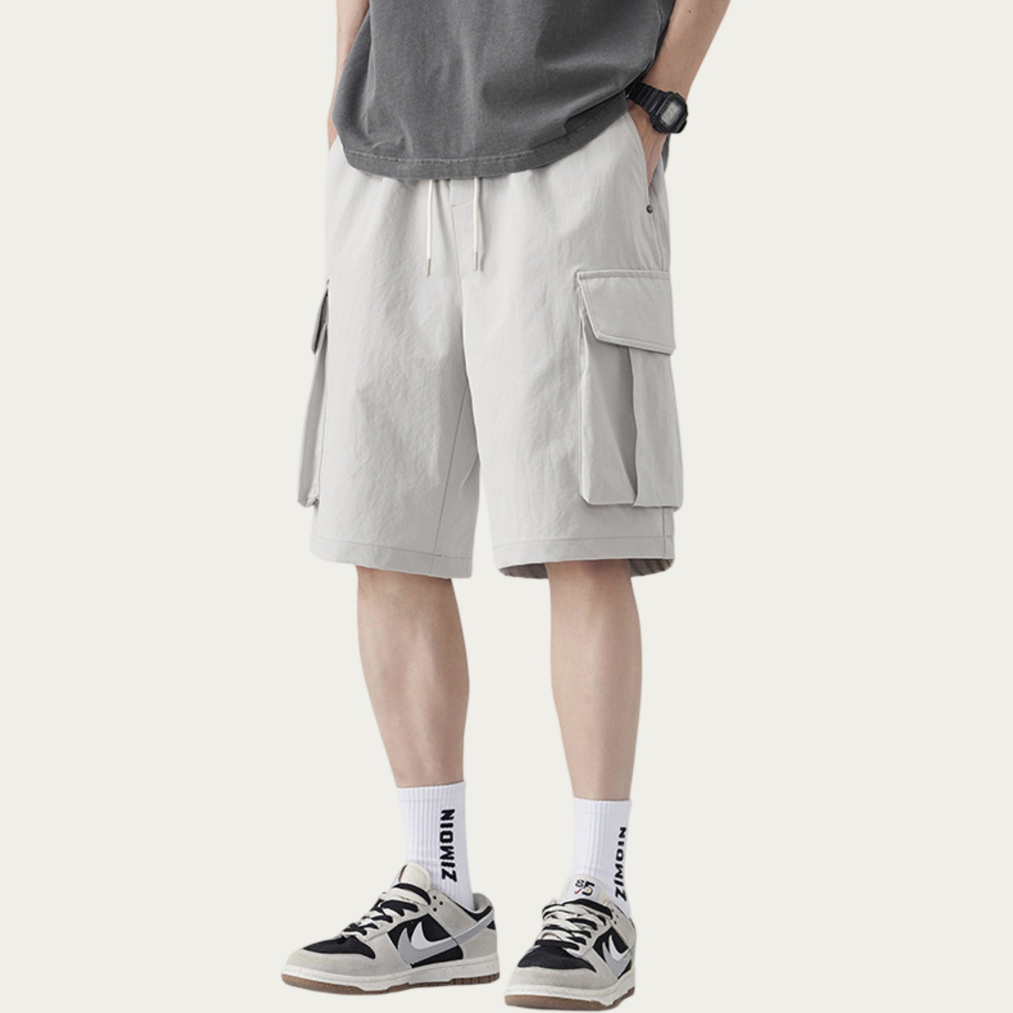 Anna-Kaci Men's Drawstring Waist Cargo Utility Casual Shorts with Relaxed Fit