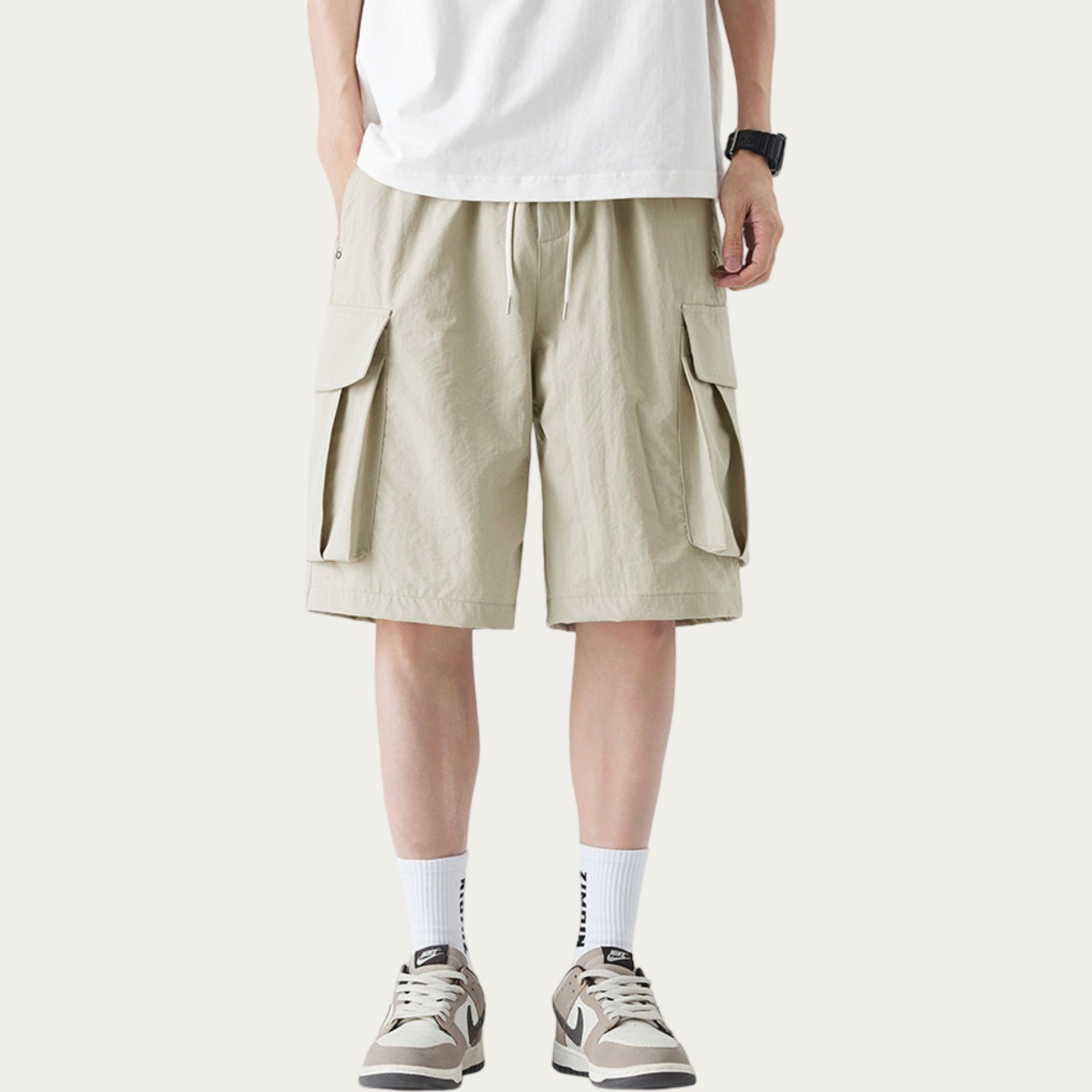 Anna-Kaci Men's Drawstring Waist Cargo Utility Casual Shorts with Relaxed Fit