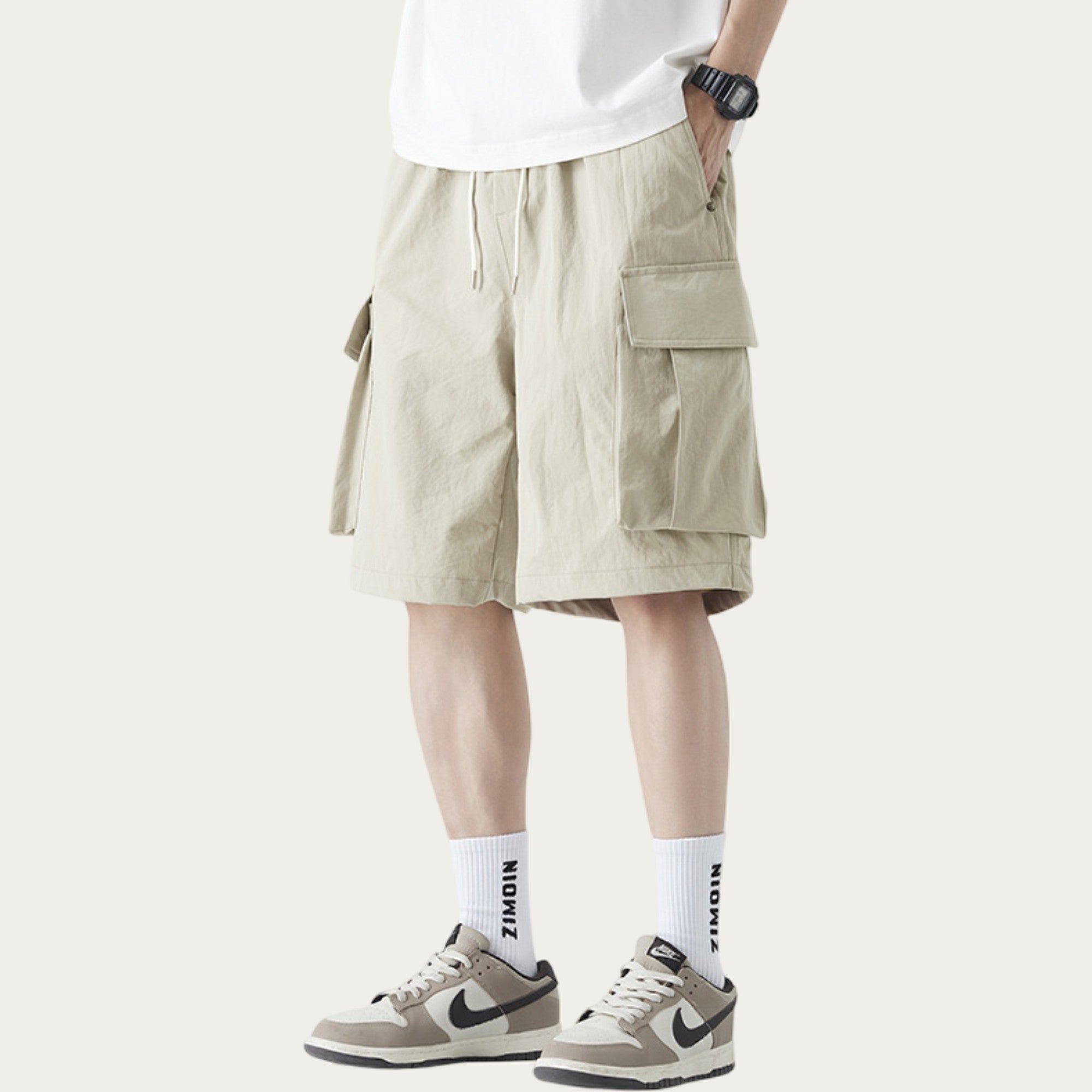 Anna-Kaci Men's Drawstring Waist Cargo Utility Casual Shorts with Relaxed Fit