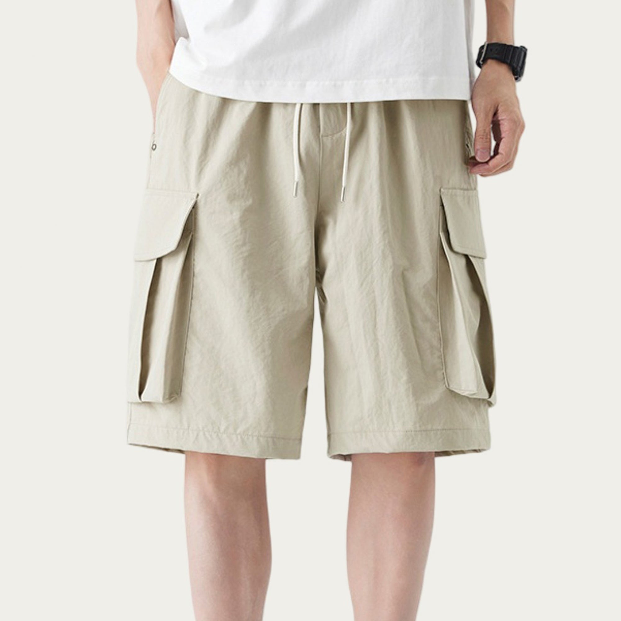Anna-Kaci Men's Drawstring Waist Cargo Utility Casual Shorts with Relaxed Fit