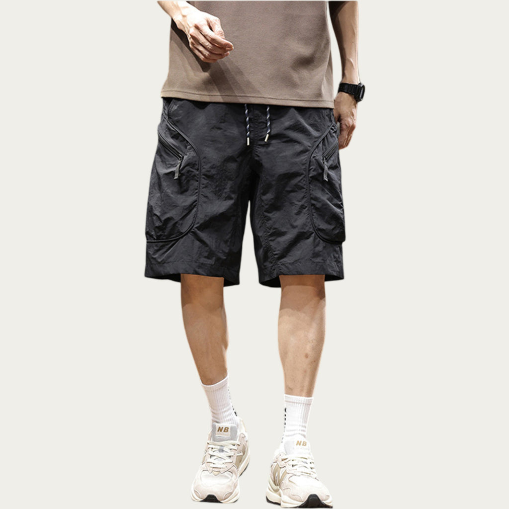 Anna-Kaci Men's Drawstring Waist Zip Pocket Utility Cargo Shorts with Relaxed Fit
