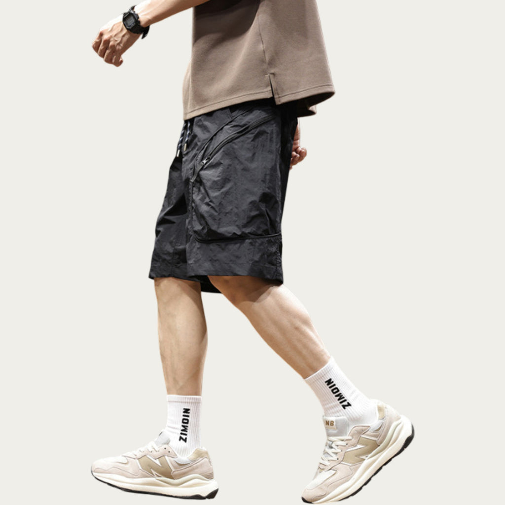 Anna-Kaci Men's Drawstring Waist Zip Pocket Utility Cargo Shorts with Relaxed Fit