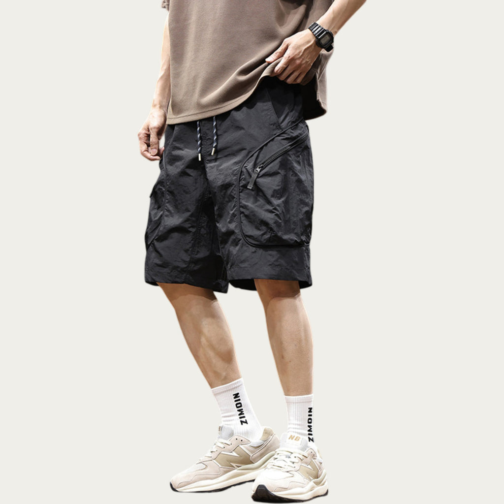 Anna-Kaci Men's Drawstring Waist Zip Pocket Utility Cargo Shorts with Relaxed Fit